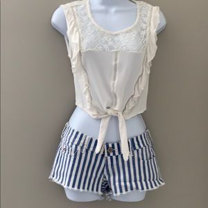 Hollister blue and white striped shorts